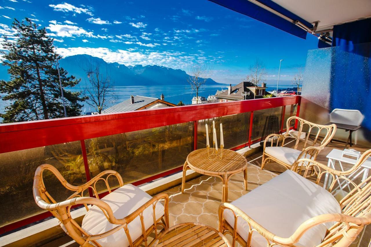 Terrace With Lake & Mountain View Montreux Kültér fotó